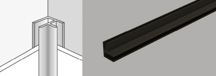 Black aluminium universal corner