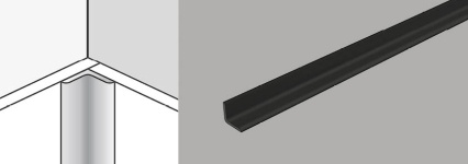 Black aluminium inside corner