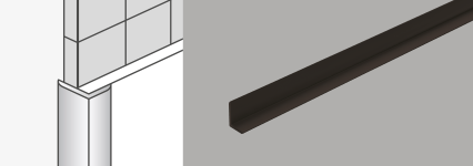 Black aluminium L-trim outside corner