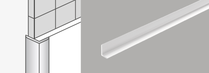 White aluminium L-trim outside corner